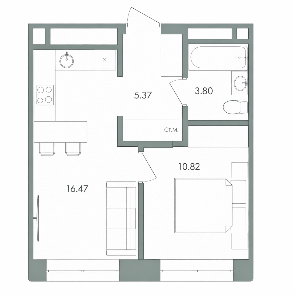 1-комнатная — Гранд-квартал "Гринкорд"